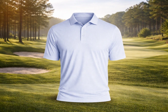 Golf Collection polo on a golf course